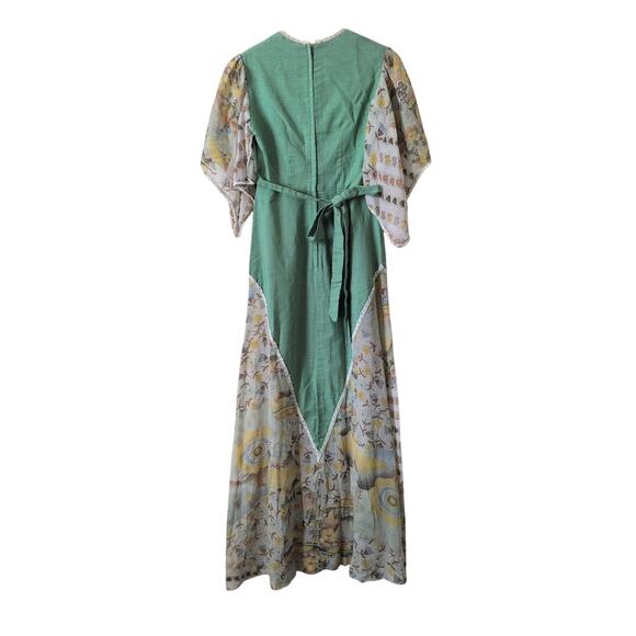 Vintage 70s Roberta California Dress S/M Floral Boho Cottagecore Prairie Flowy - Picture 2 of 16